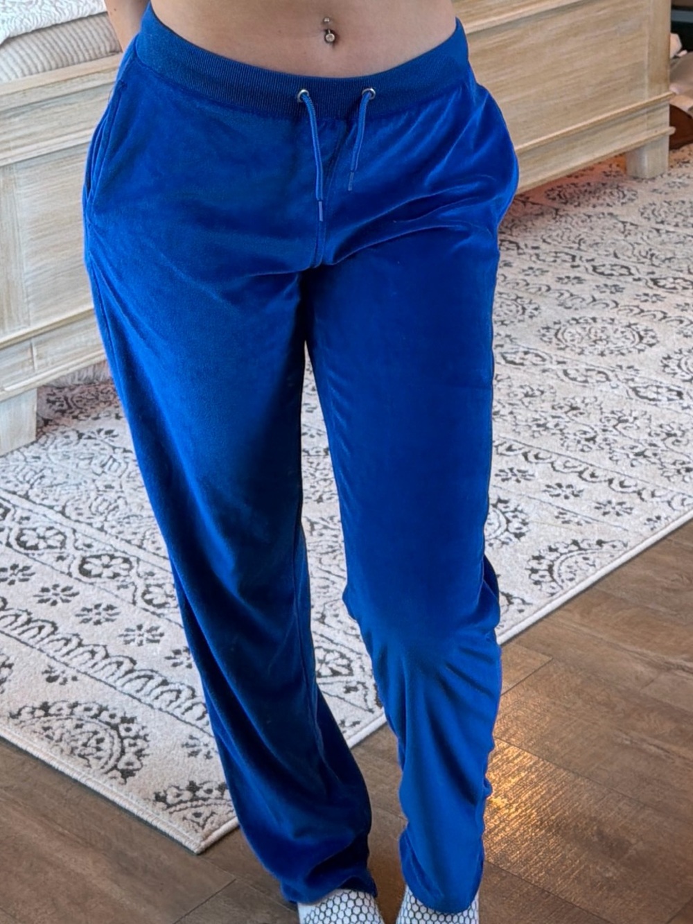 y2k Royal Blue Women's Velour Drawstring Pants